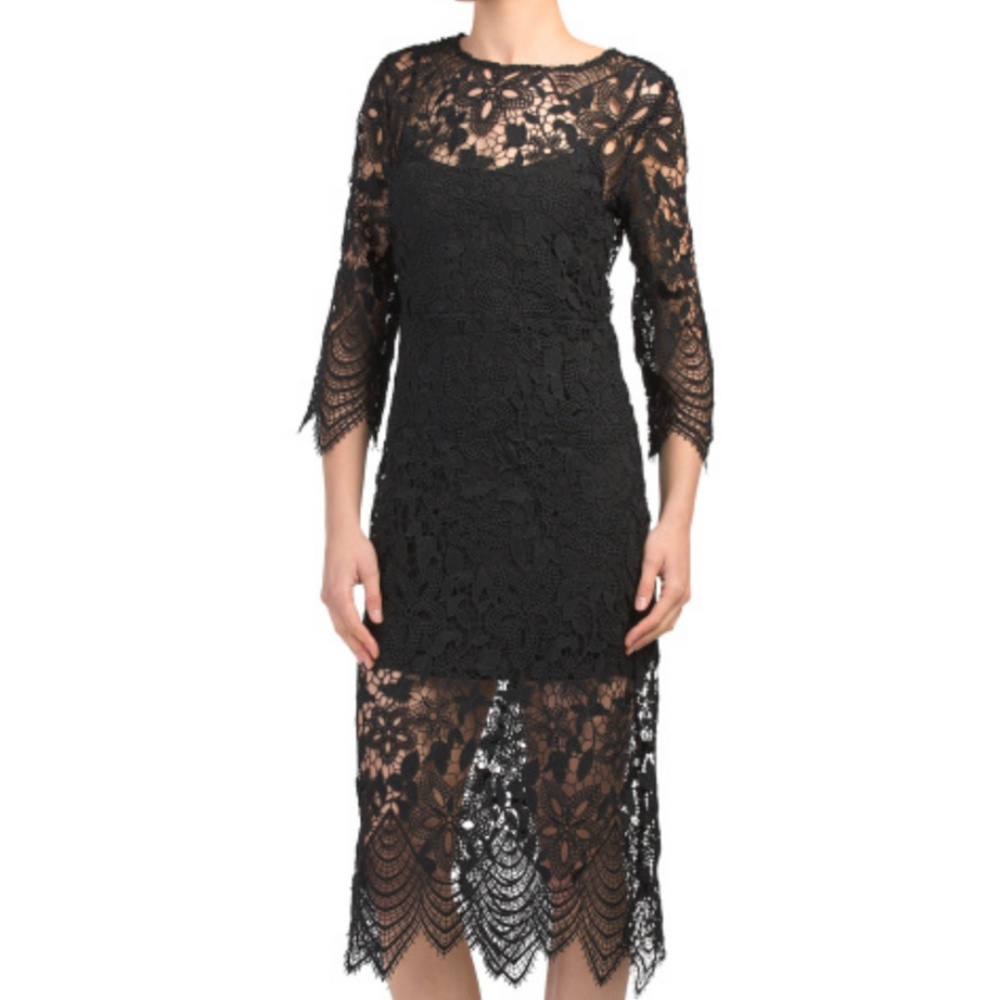 Airlie Mika Black Lace Midi Dress